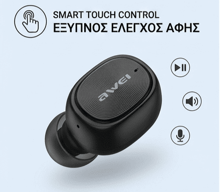 Ασύρματα Ακουστικά Bluetooth AWEI T13 Pro με Θήκη Φόρτισης & Έλεγχο Αφής - Εικόνα 4
