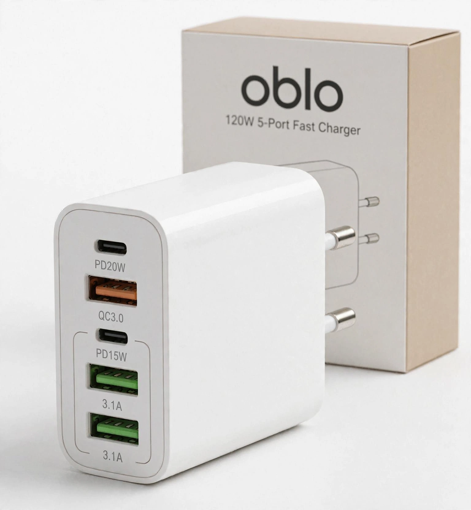 Ταχυφορτιστής Τοίχου OBLO 120W  5 Θύρες