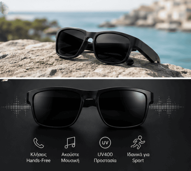 Έξυπνα γυαλιά Bluetooth με ήχο, κλήσεις & UV400 προστασία - Εικόνα 2