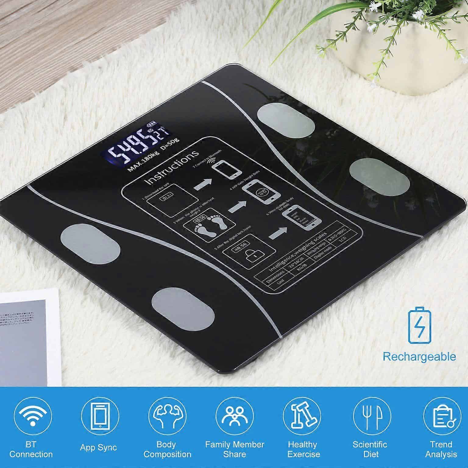 Έξυπνη επαναφορτιζόμενη ψηφιακή ζυγαριά αναλυτής σωματικού λίπους με app - Εικόνα 3